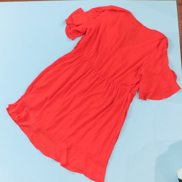 NEW City Chic Bright Red Wrap Front Ruffle Hem Dress Short Sleeve Size US 20 - Picture 9 of 9